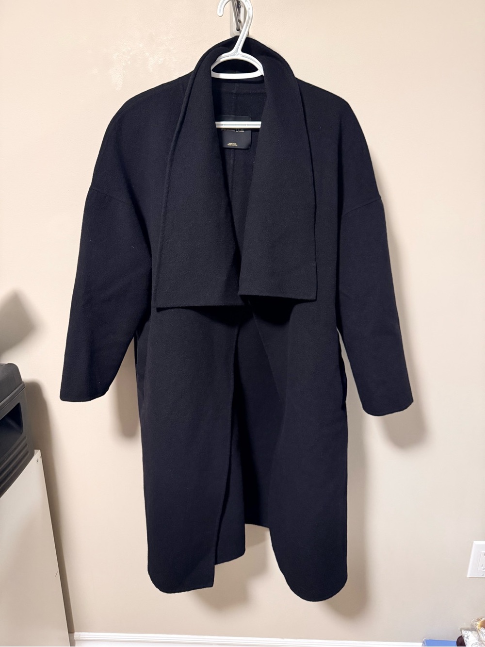 Massimo Dutti Black Open-Front Coat